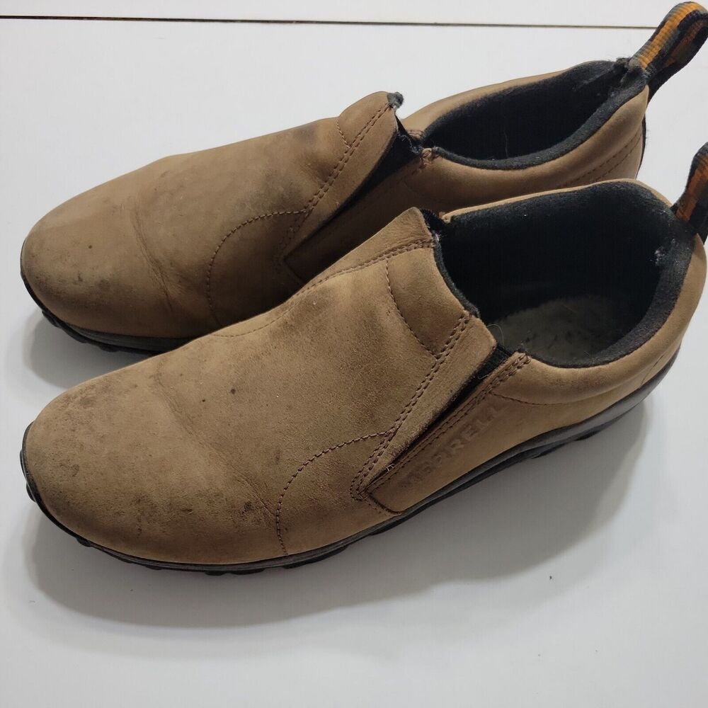 Merrell Mens 9 Oxfords Shoes Brown Leather Padded Collar Round Toe Pull On Mules